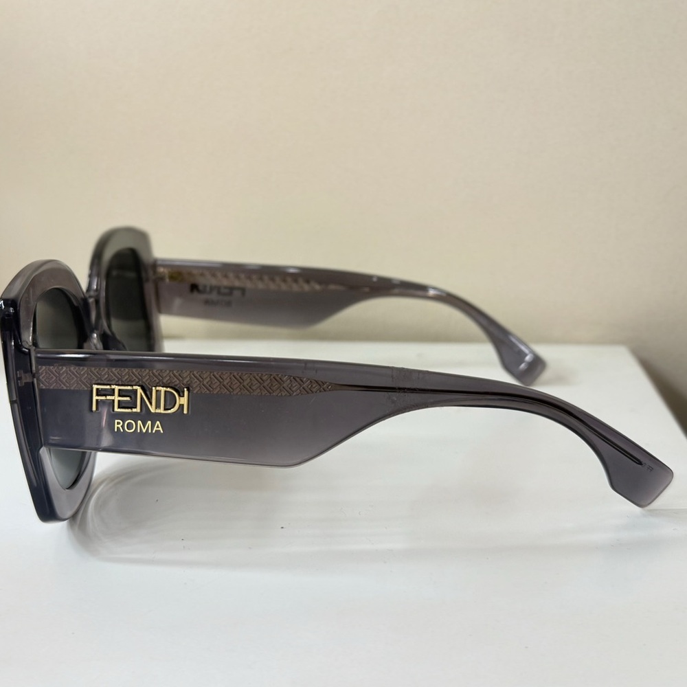 Fendi Gray Logo-Pattern Square Sunglasses - image 2